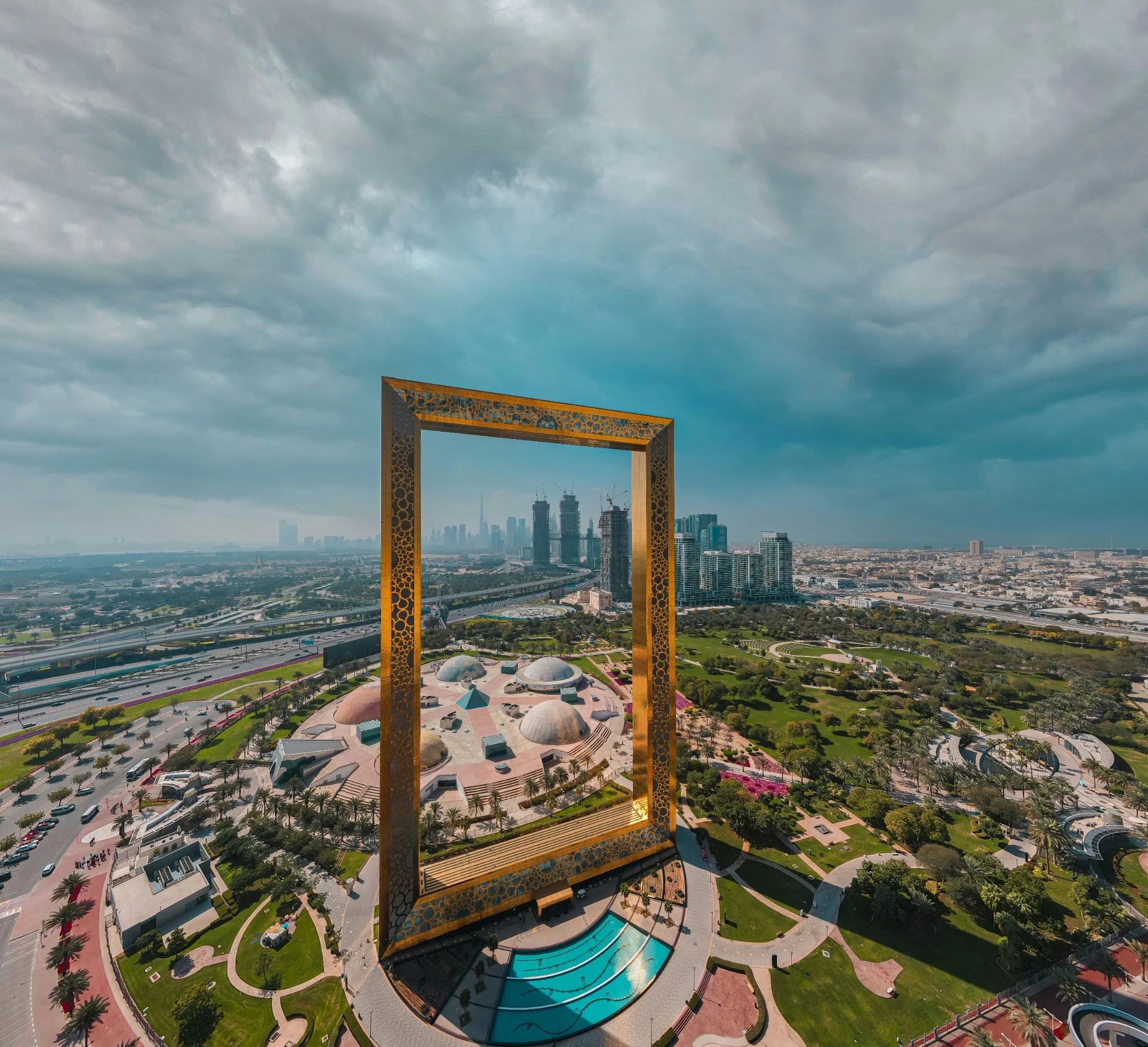 Dubai Frame and skyline